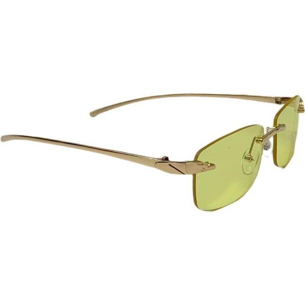 6124 | Yellow Rimless Rectangle Sunglasses - Picture 2 of 5